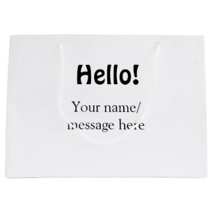 Bolsa De Regalo Grande Hola agregar nombre mensaje simple plantilla de ne