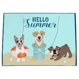 Bolsa De Regalo Grande Hola Summer Beach Dogs Blue