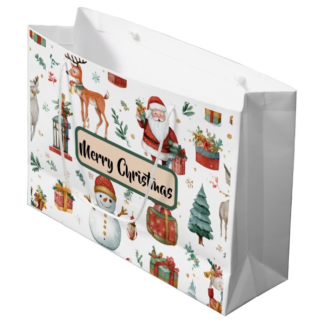 Bolsa De Regalo Grande Holiday Celebration Whimsical Gift Bag (Angulo Anverso)