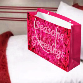 Bolsa De Regalo Grande Holiday Greetings In Pink