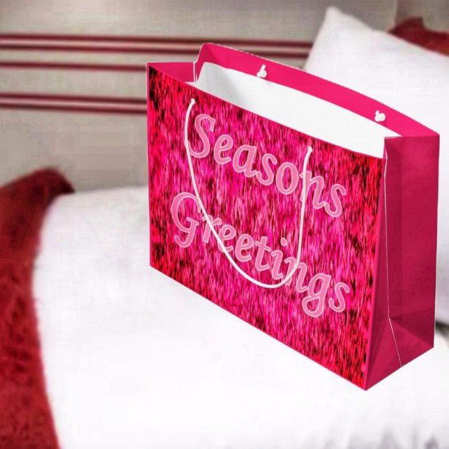 Bolsa De Regalo Grande Holiday Greetings In Pink (The vibrant colors, of pink and red, gives a unique, look to this holiday gift bag!
)