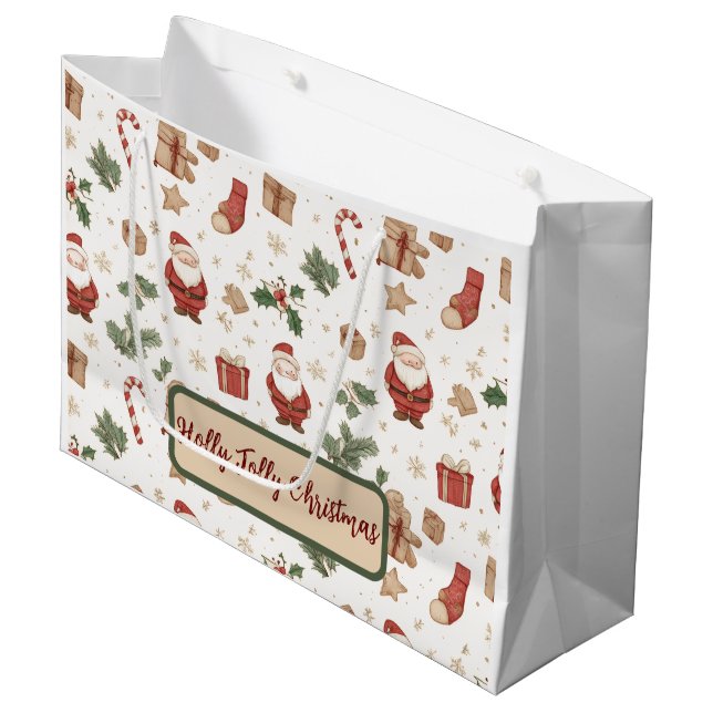 Bolsa De Regalo Grande Holiday Santa Gift Bag – Whimsical Design (Angulo Anverso)