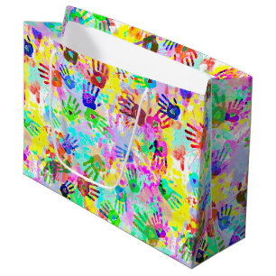 Bolsa De Regalo Grande holiES - manos salpicaduras patrón de grifo de col