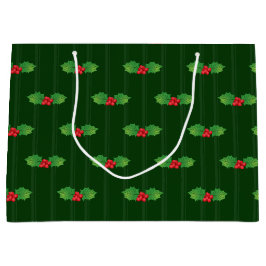 Bolsa De Regalo Grande Holly Berries a rayas