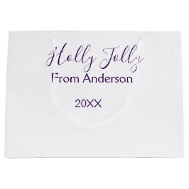 Bolsa De Regalo Grande Holly Jolly holidays add name family year purple s