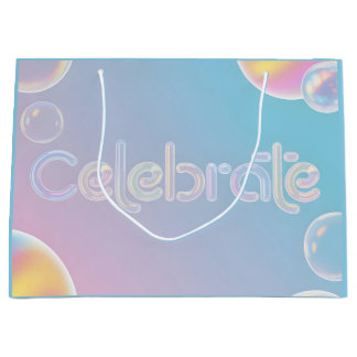 Bolsa De Regalo Grande Holographic Celebration: "Celebrate" Typography