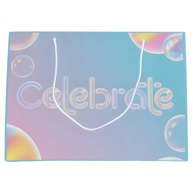 Bolsa De Regalo Grande Holographic Celebration: "Celebrate" Typography (Anverso)