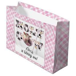 Bolsa De Regalo Grande Holy Cow Pink Gingham Chica Birthday Gift Bag
