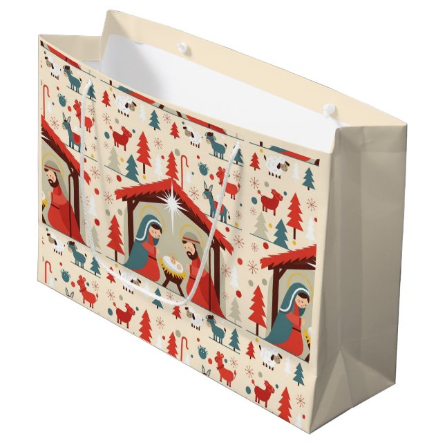 Bolsa De Regalo Grande Holy Night Nativity Christmas Gift Bag (Angulo Anverso)