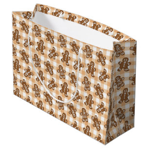 Bolsa De Regalo Grande Hombre de Jengibre Estampado de Cuadros