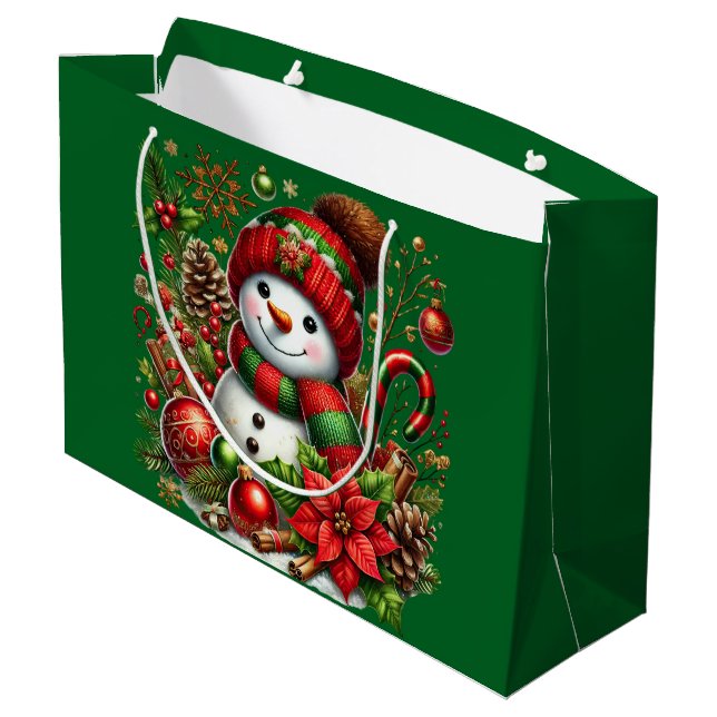 Bolsa De Regalo Grande Hombre de nieve festivo (Angulo reverso)