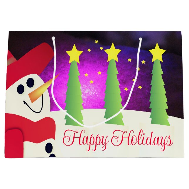 Bolsa De Regalo Grande Hombre de nieve festivo con rojo (Anverso)