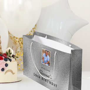 Bolsa De Regalo Grande Hombre del nombre de la foto del cumpleaños