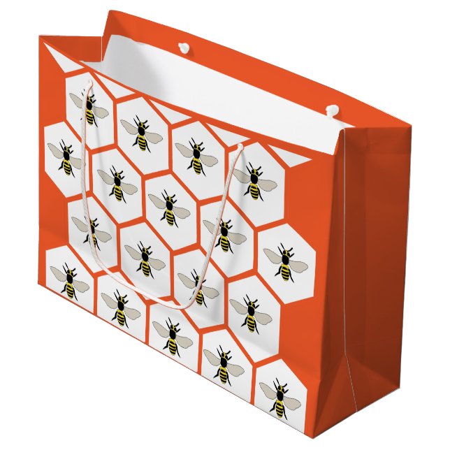 Bolsa De Regalo Grande Honey Bee Honeycomb Bees Fun Cute (Angulo Anverso)