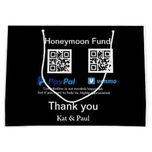Bolsa De Regalo Grande Honeymoon Fund PayPal Venmo código QR gracias