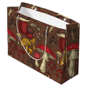 Bolsa De Regalo Grande Hongos silvestres en marrón