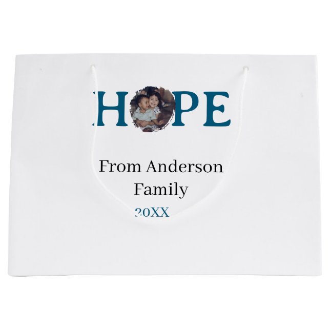 Bolsa De Regalo Grande Hope blue holidays bold letter kids photo name yea (Anverso)