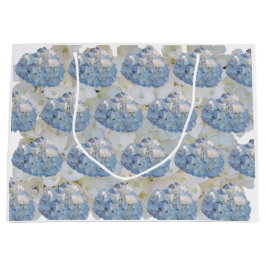 Bolsa De Regalo Grande Hortensias Elegantes Azules y Blancas