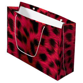 Bolsa De Regalo Grande Hot Pink Leopard Print Faux