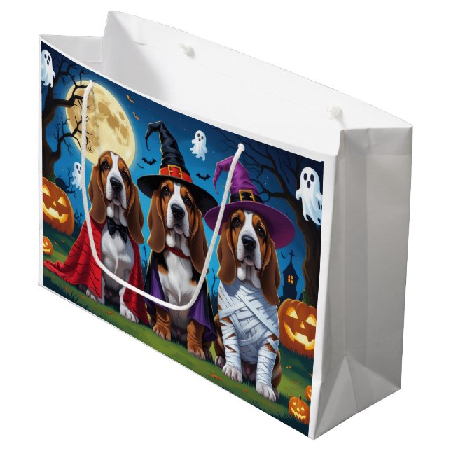 Bolsa De Regalo Grande Hound Hound Dogs Pumpkin Halloween Funny (Angulo Anverso)
