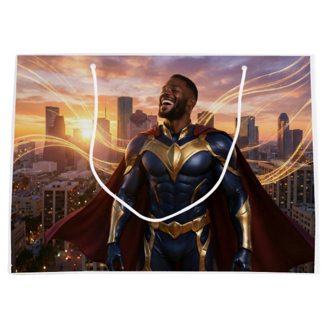 BOLSA DE REGALO GRANDE HOUSTON - SUPERHERO (Anverso)