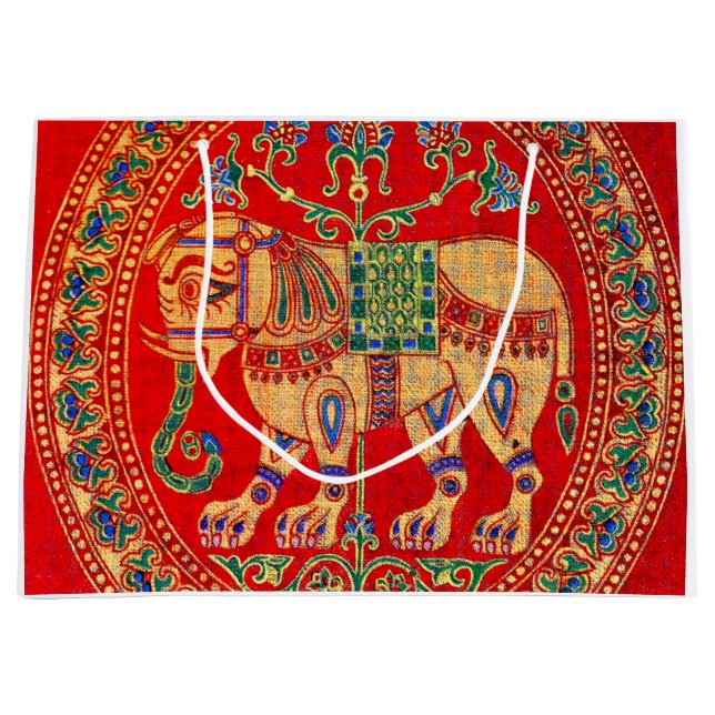 Bolsa De Regalo Grande Huella de elefantes del este de India (Anverso)