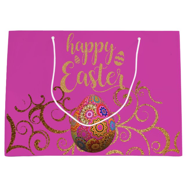Bolsa De Regalo Grande Huevo colorido de Pascua (Anverso)