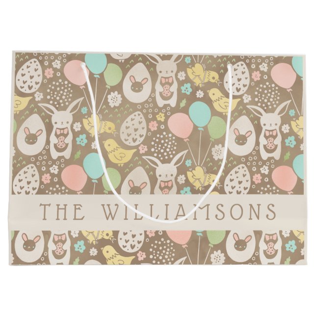 Bolsa De Regalo Grande Huevos de época chicles de conejo personalizados P (Reverso)