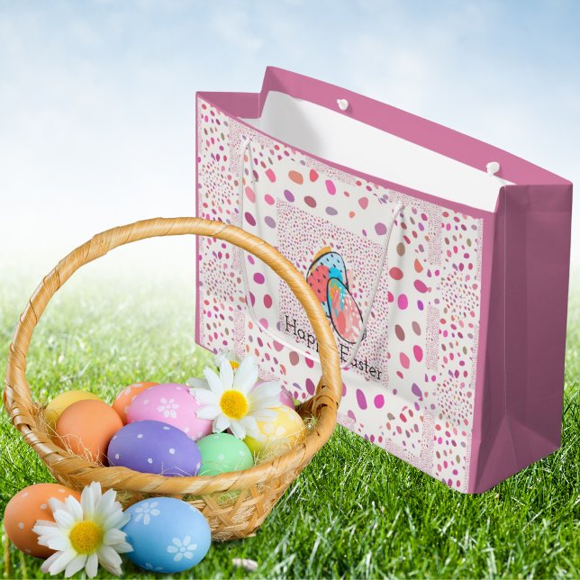 Bolsa De Regalo Grande Huevos de Pascua Felices Especkles rosados Moda mo (Subido por el creador)