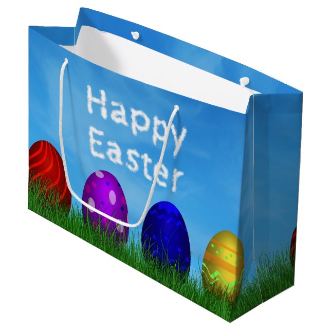 Bolsa De Regalo Grande Huevos felices de Pascua coloridos (Angulo Anverso)