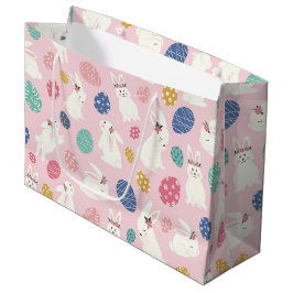 Bolsa De Regalo Grande Huevos florales rosados modernos de conejo de Pasc