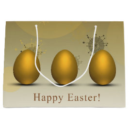 Bolsa De Regalo Grande Huevos modernos de Pascua Dorada