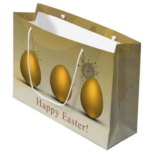 Bolsa De Regalo Grande Huevos modernos de Pascua Dorada (Angulo Anverso)