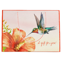 Bolsa De Regalo Grande Hummingbird y Hibiscus Flower