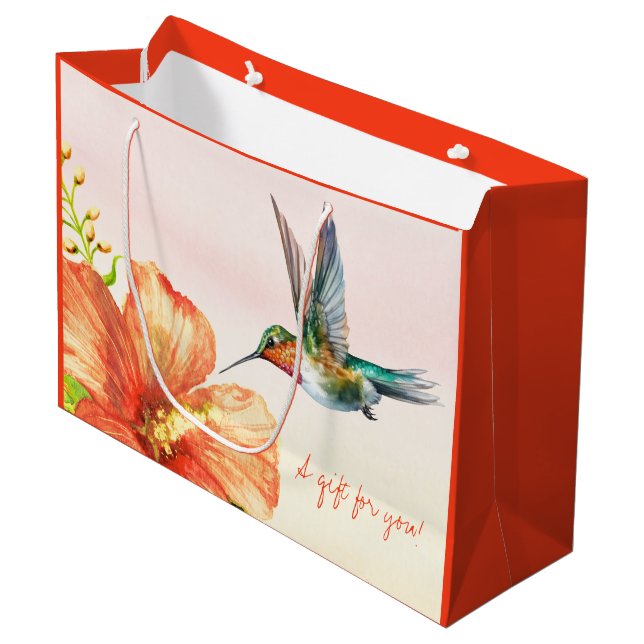 Bolsa De Regalo Grande Hummingbird y Hibiscus Flower (Angulo Anverso)