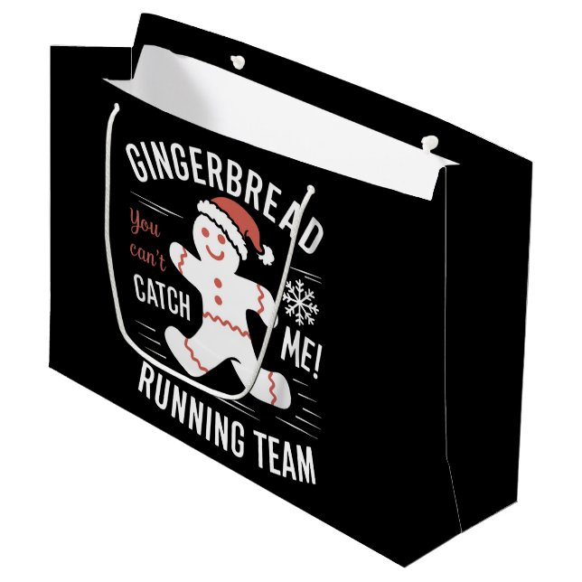 Bolsa De Regalo Grande Humor de Navidades de equipo de Gingerbread Runnin (Angulo Anverso)