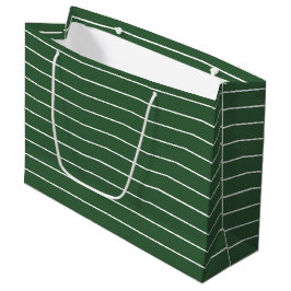 Bolsa De Regalo Grande Hunter Green y White Thin Horizontal Striping