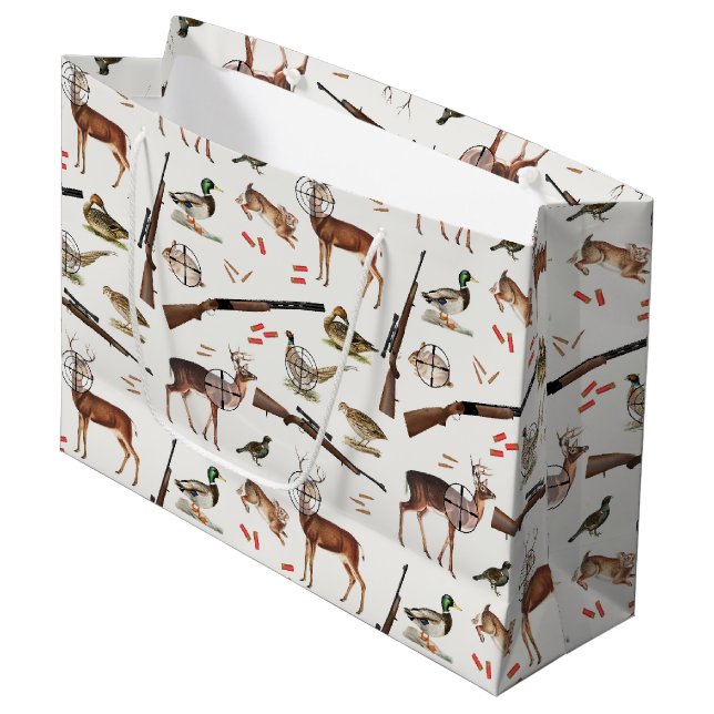 Bolsa De Regalo Grande Hunting Wildlife Outdoorsman Pattern (Angulo Anverso)