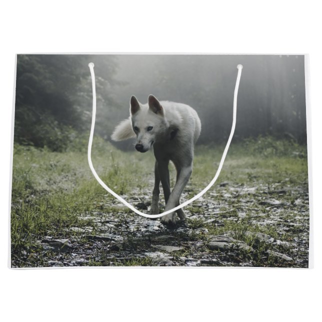 Bolsa De Regalo Grande Husky Siberiano Blanco (Anverso)