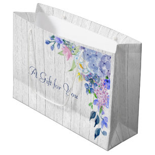Bolsa De Regalo Grande Hydrangeas personalizados rústicos de la púrpura