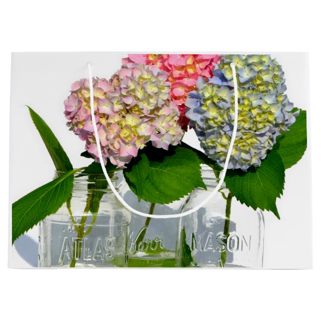 Bolsa De Regalo Grande Hydrangeas y Mason jar (Anverso)