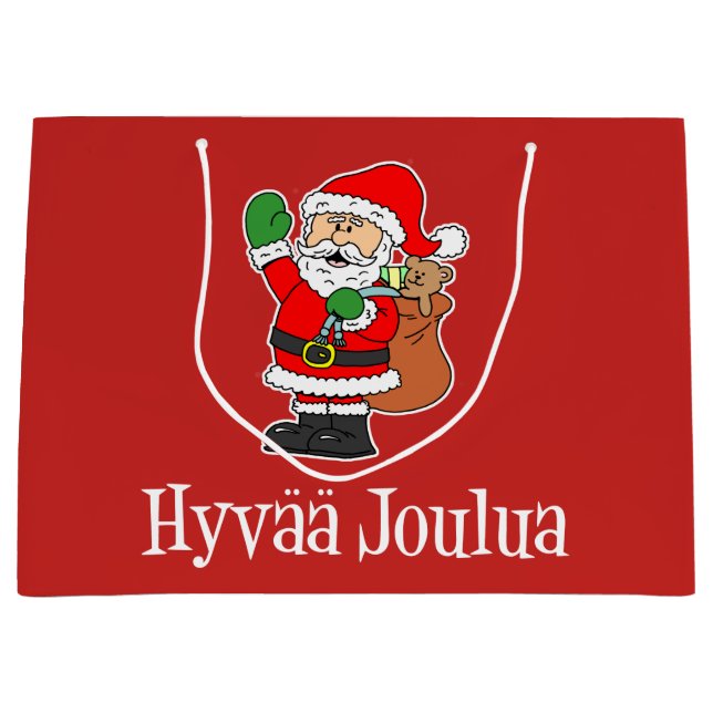 Bolsa De Regalo Grande Hyvaa Joulua Navidades finlandeses Santa (RED) (Anverso)