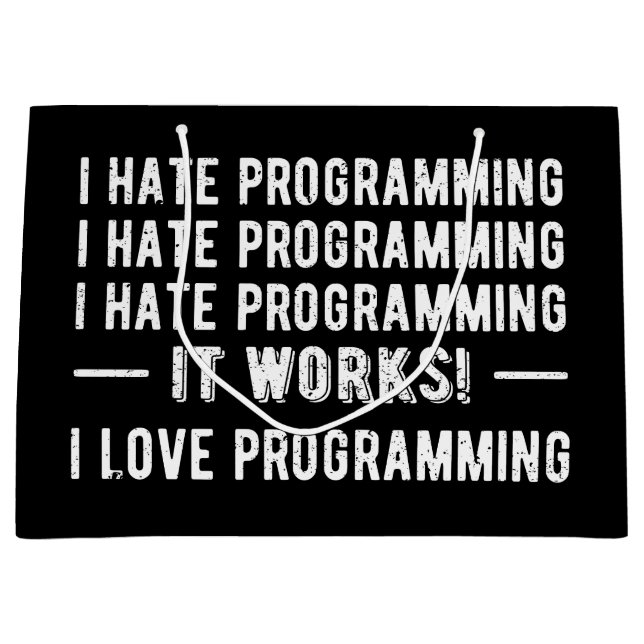 Bolsa De Regalo Grande I Hate Programation - Divertido Programador II (Anverso)
