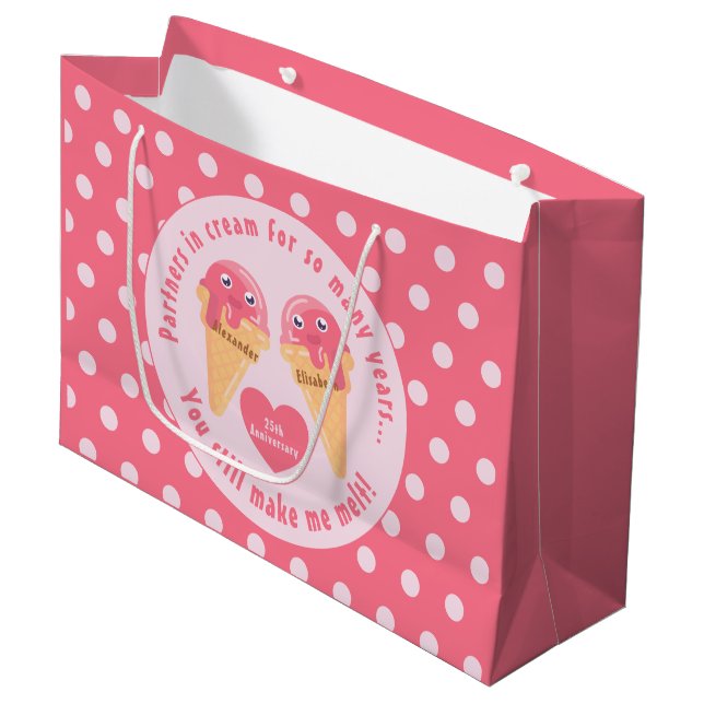 Bolsa De Regalo Grande Ice Cream Scoops Cute Romántico El día de San Vale (Angulo Anverso)