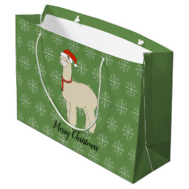 Bolsa De Regalo Grande illusima Llama Navidad Copo de Nieve Verde
