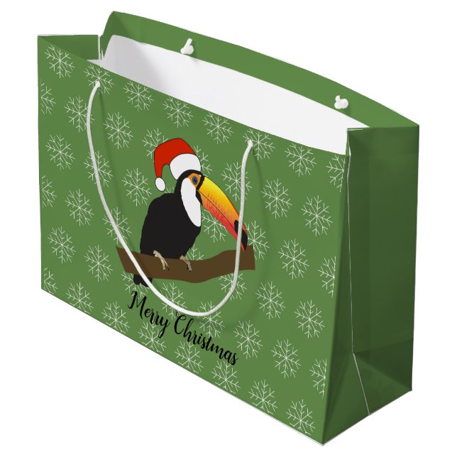 Bolsa De Regalo Grande illusima Toucan Navidades Snowflake Green (Angulo reverso)