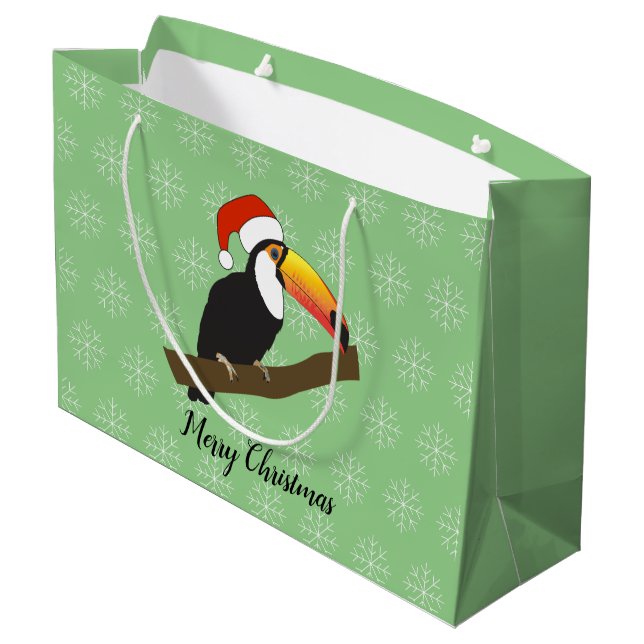 Bolsa De Regalo Grande illusima Toucan Navidades Snowflake Light Green (Angulo reverso)