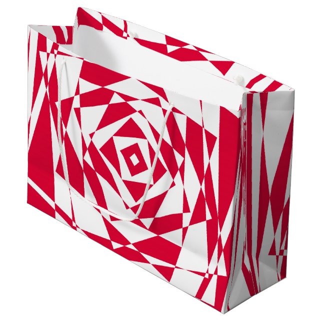 Bolsa De Regalo Grande Ilusión abstracta roja blanca (Angulo Anverso)