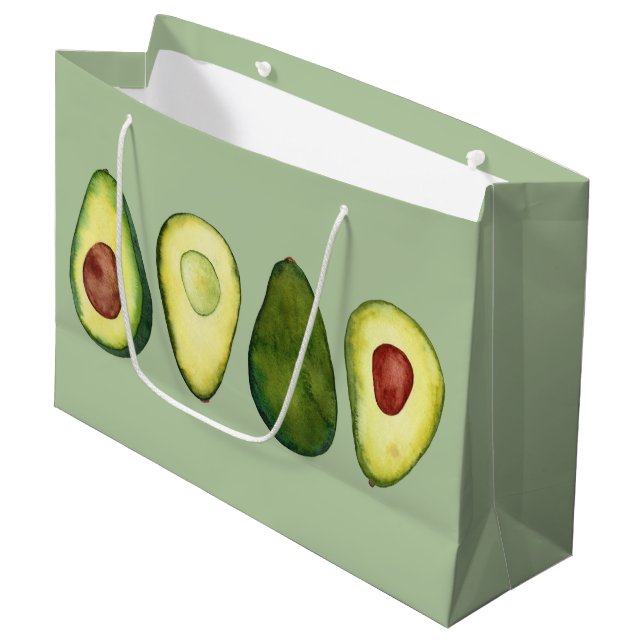 Bolsa De Regalo Grande Ilustracion acuarela de aguacate  (Angulo Anverso)