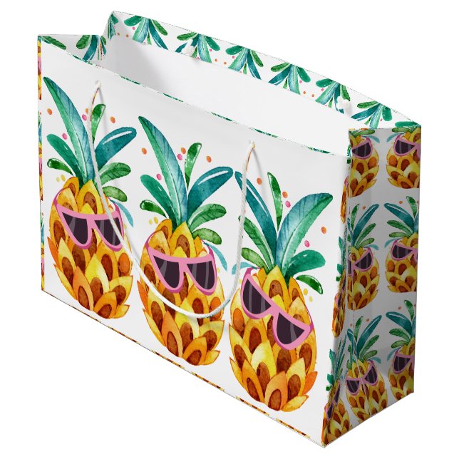 Bolsa De Regalo Grande Ilustracion acuático de piña de verano (Angulo reverso)